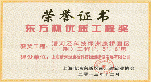2013年度康桥一期浦东新区东方杯优质工程